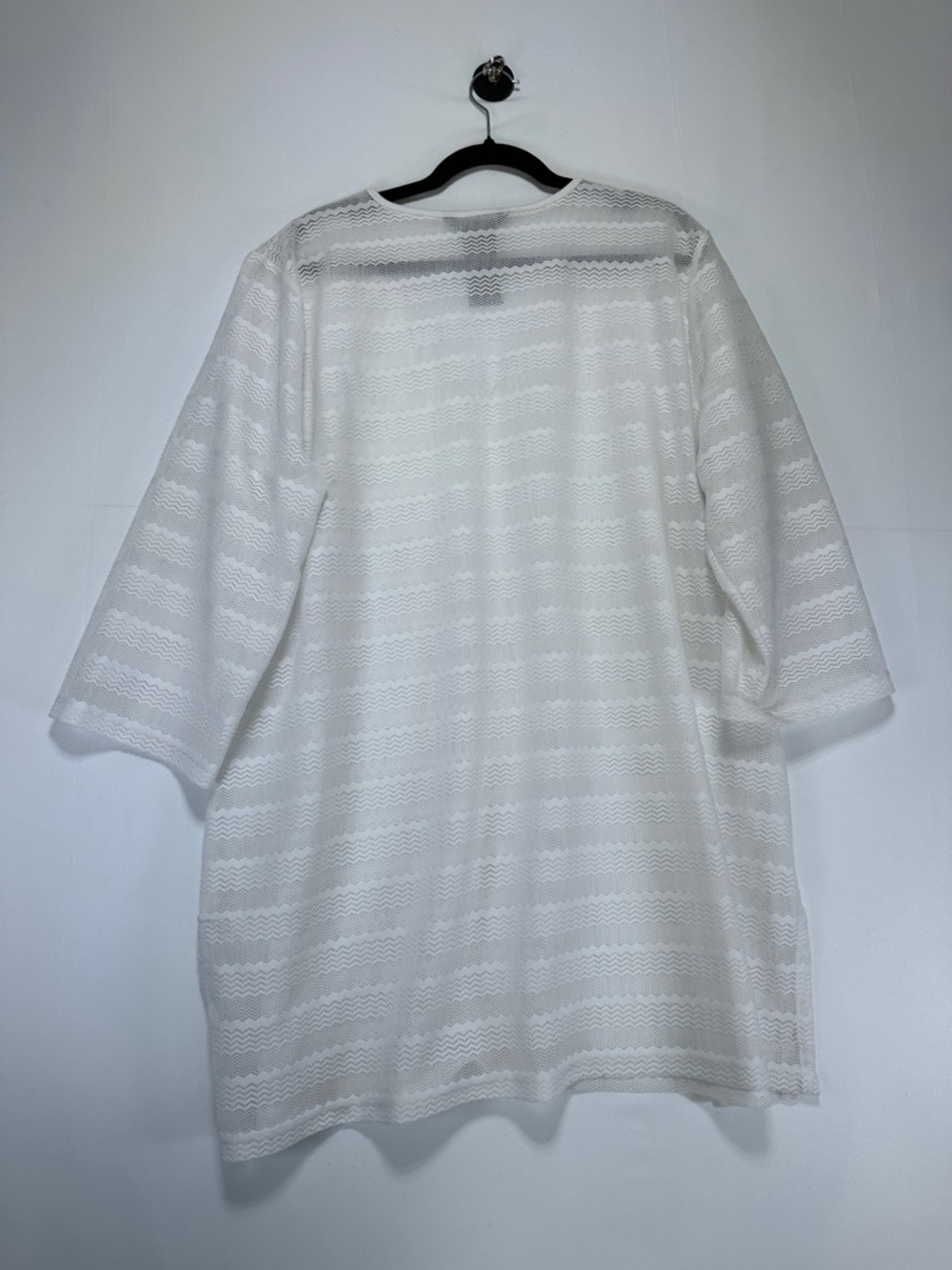Mario Serrani Italy Lace Knit Beach Cover Up White Textured V Neck Size XXL - Picture 5 of 6